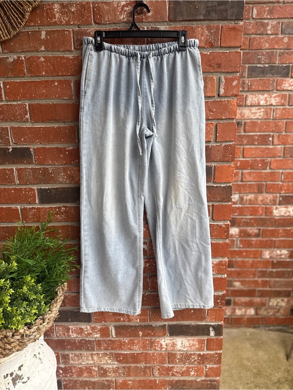 No Boundaries Light Blue Drawstring Wide Leg Jeans